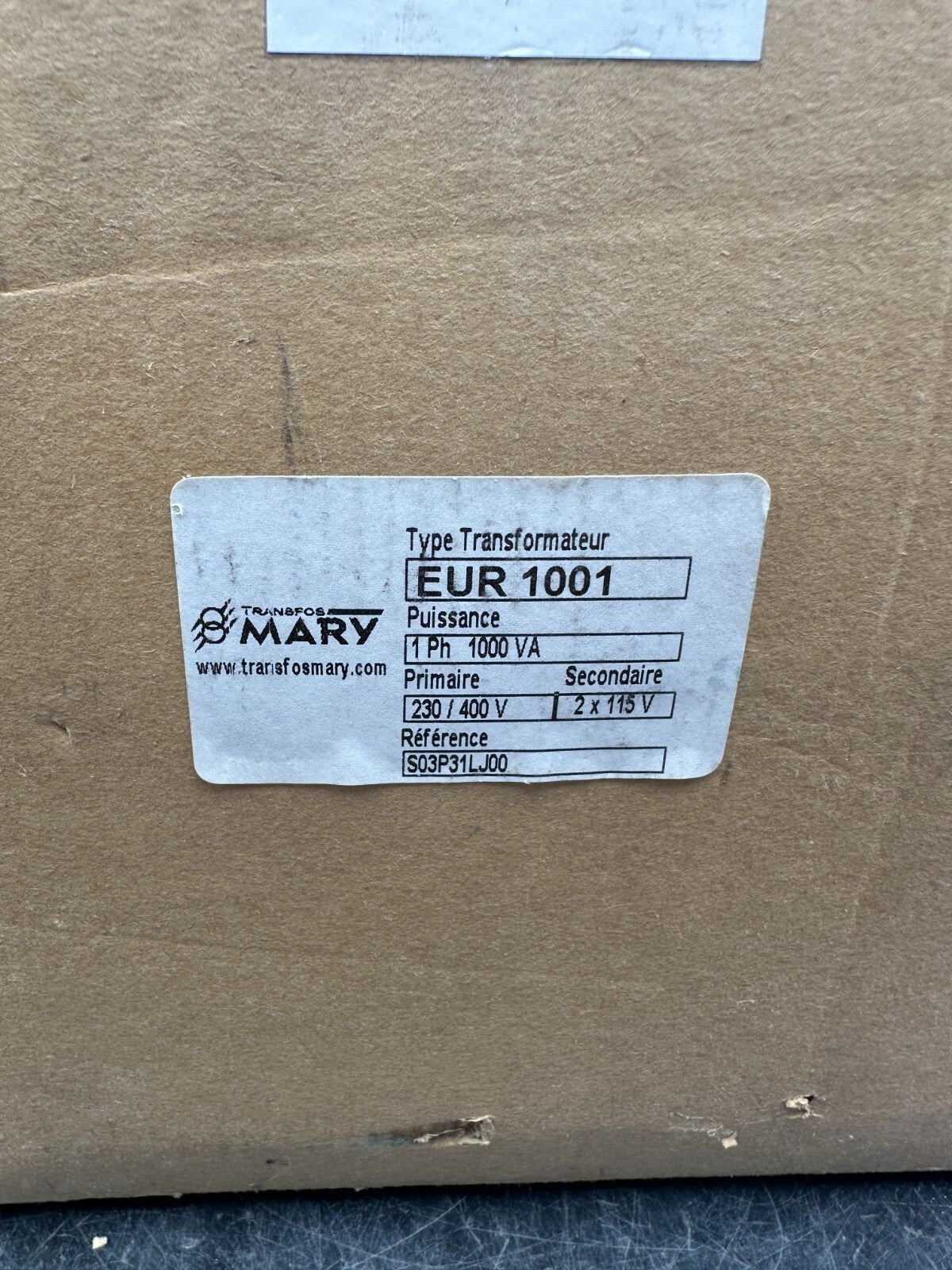 MARY EUR1001 S03P31LJ00 1Ph1000VA 230/400V TRANSFORMATEUR DE SEPARATION - KLR Automation