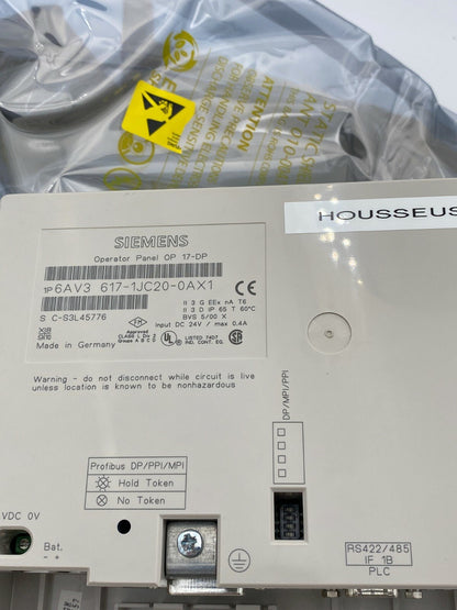 Siemens 6AV3617 - 1JC20 - 0AX1 6AV3 617 - 1JC20 - 0AX1 SIMATIC OP17/DP Panel 3 - KLR Automation