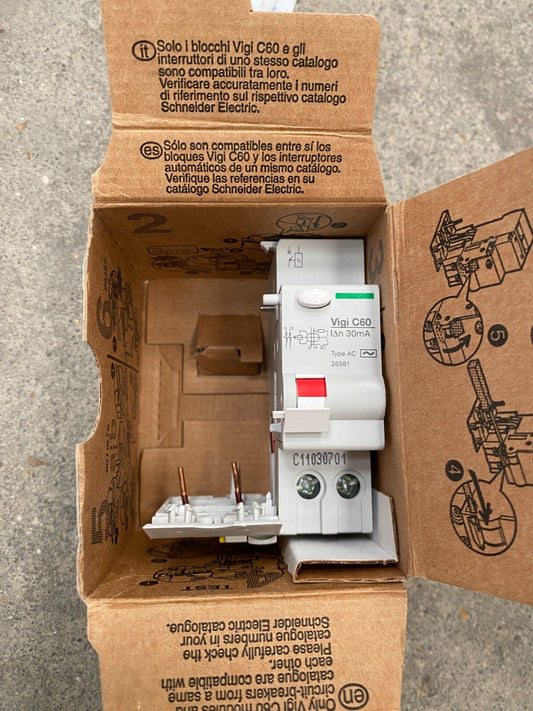 NEW SCHNEIDER ELECTRIC 26581 MULTI9 - VIGI C60 ADAPTABLE RESIDUAL CURRENT DEVICE - KLR Automation