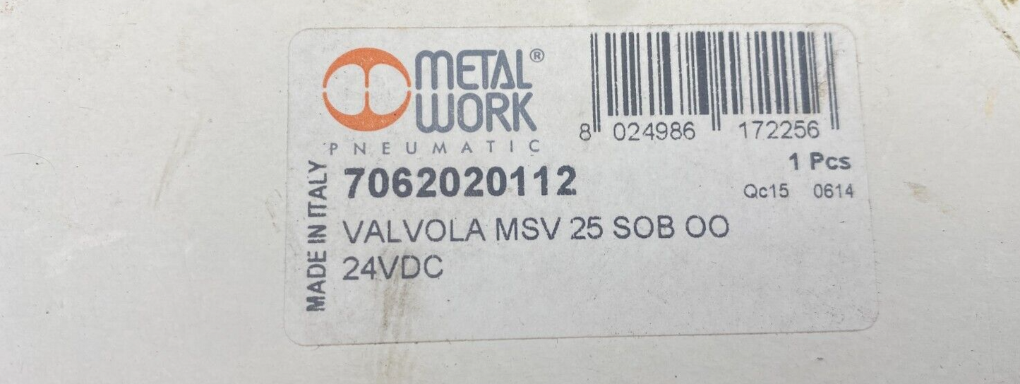 METALWORK 7062020112 VALVE MSV 25 SOB OO 24VDC x1pc