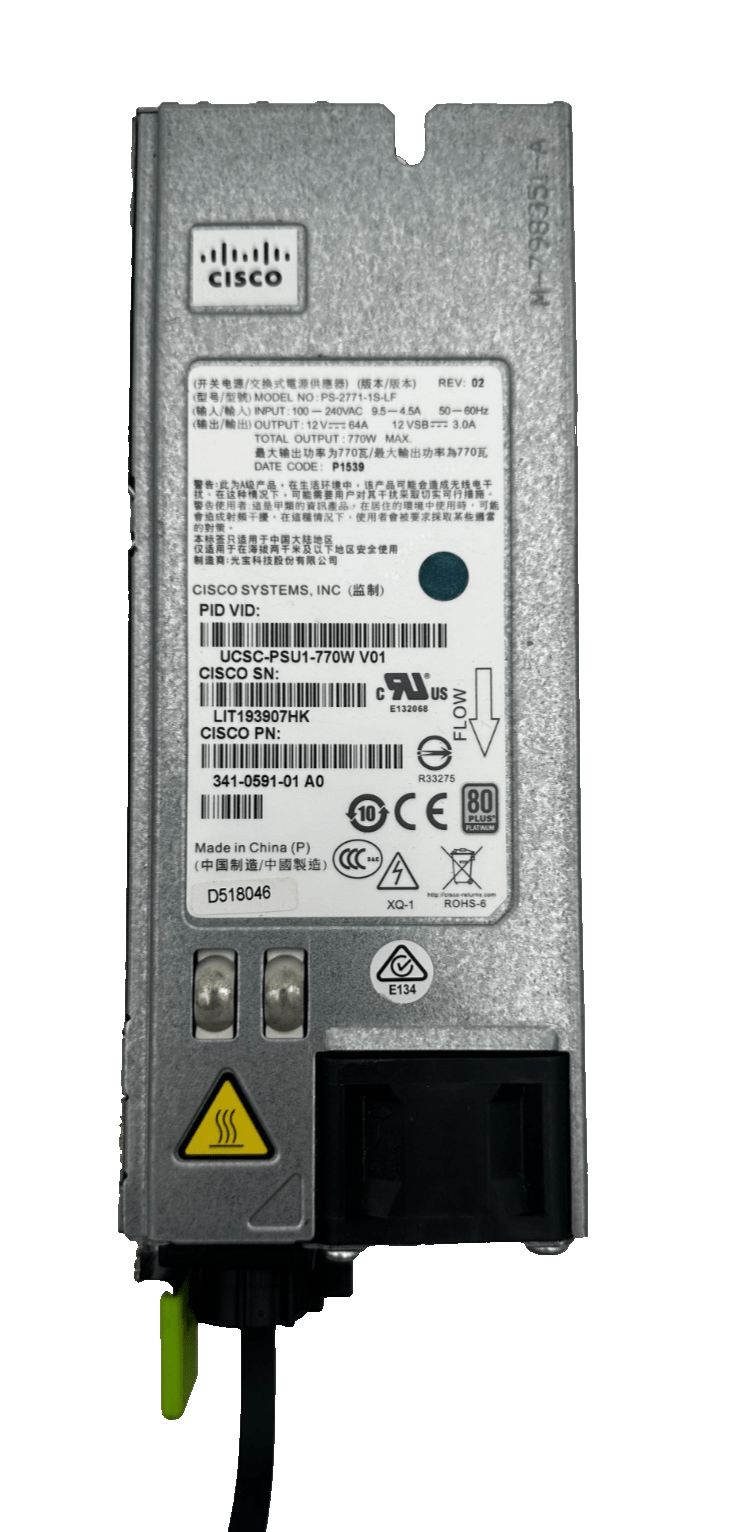 CISCO PS - 2771 - 1S - LF UCSC - PSU1 - 770W V01 341 - 0591 - 01 A0 POWER SUPPLY - KLR Automation