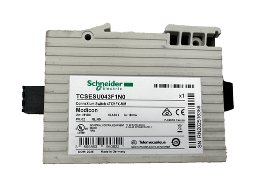 SCHNEIDER ELECTRIC TCSESU043F1N0 CONNEXIUM SWITCH 4TX/1FX-MM PV:02 RL:05