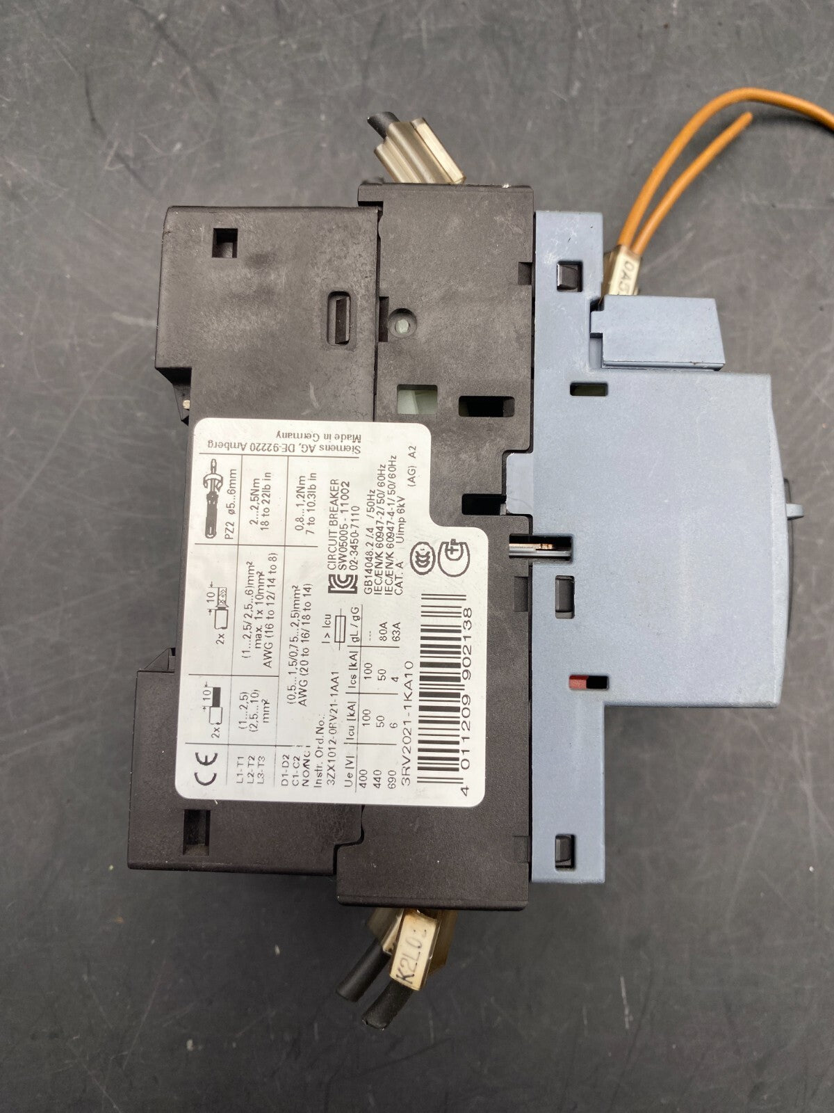 SIEMENS 3RV2021 - 1KA10 MOTOR BREAKER - KLR Automation