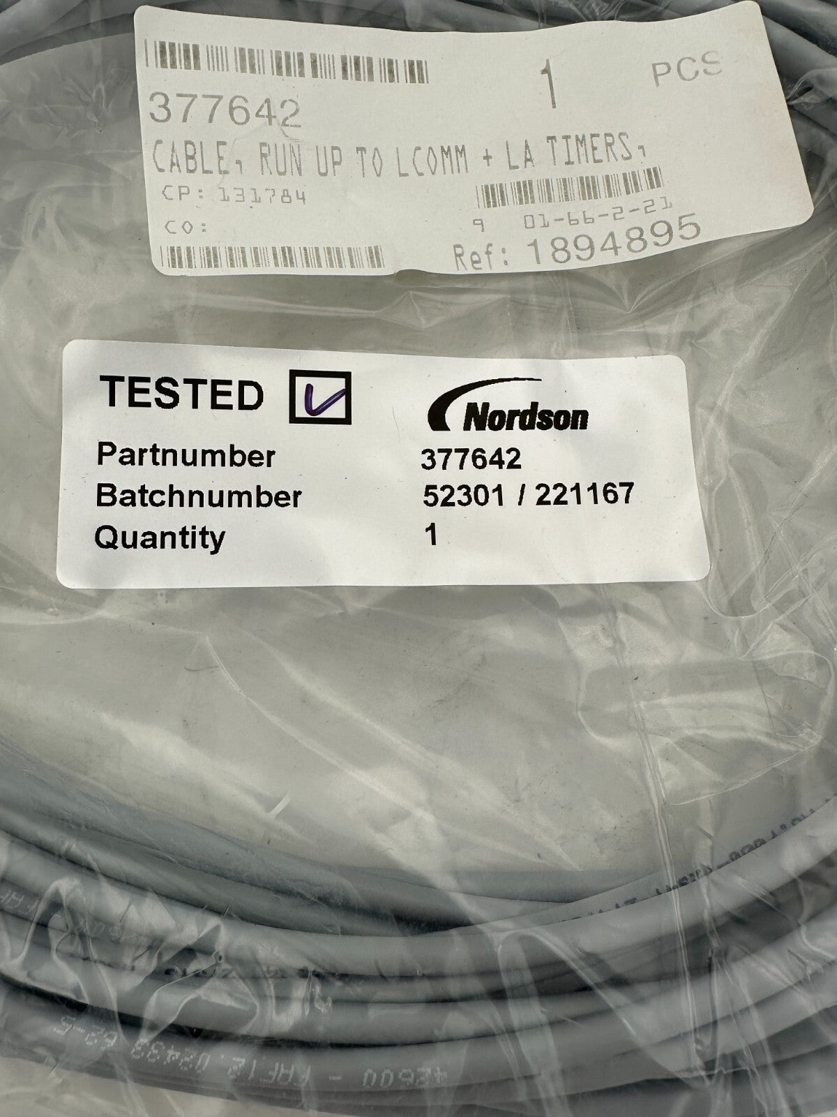 NORDSON CABLE RUN UP TO LCOMM 377642 + LA TIMER Ref 1894895