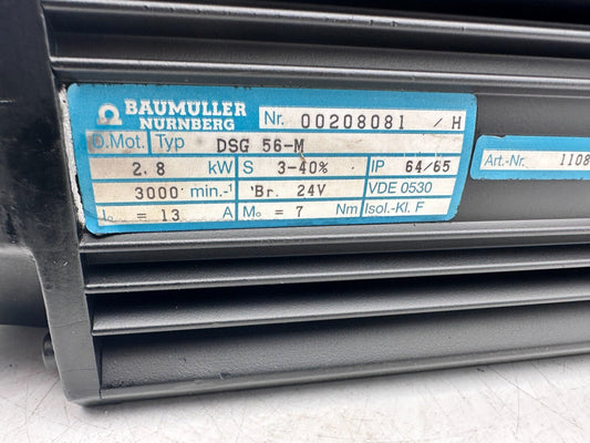 BAUMULLER DSG 56 - M 2.8 kW 3000/min 13A 7 Nm SERVOMOTOR - KLR Automation