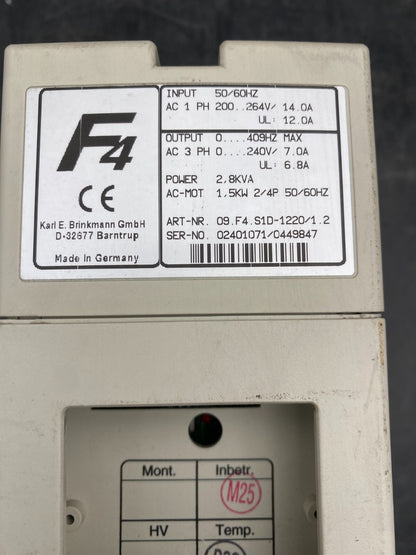 KEB F4 09.F4.S1D - 1220/1.2 2.8kVA 1.5kW 2/4P COMBIVERT - KLR Automation