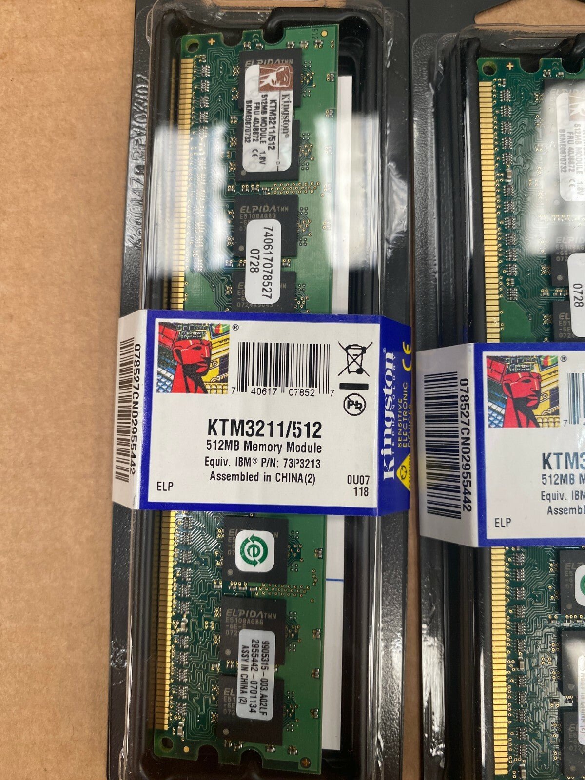 10pc x Kingston KTM3211/512 512MB Equiv IBM 73P3213 Unbuf DDR2 240 - pin PC2 - 4200 - KLR Automation