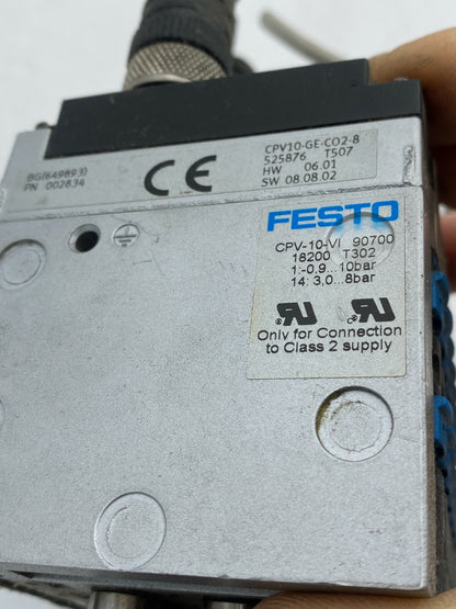 FESTO CPV10-GE-CO2-8 525876 + 7pc 161416 + cpv-10-vi 90700 fba-2-m12-5pol 525632