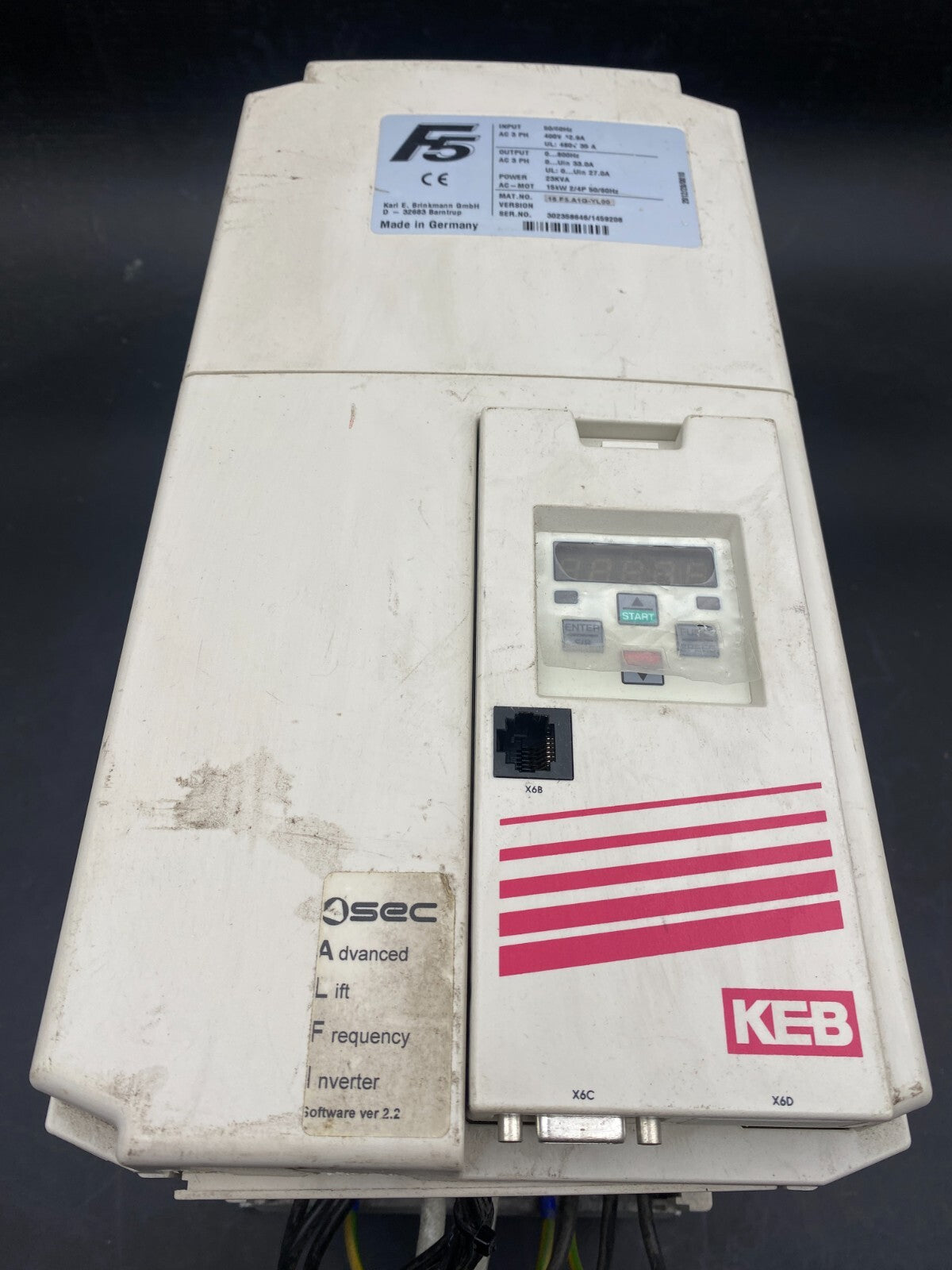 KEB F5 16F5A1G-YL00 FREQUENCY INVERTER + F5 KEB OPERATOR RS232/485 00F5060-200C