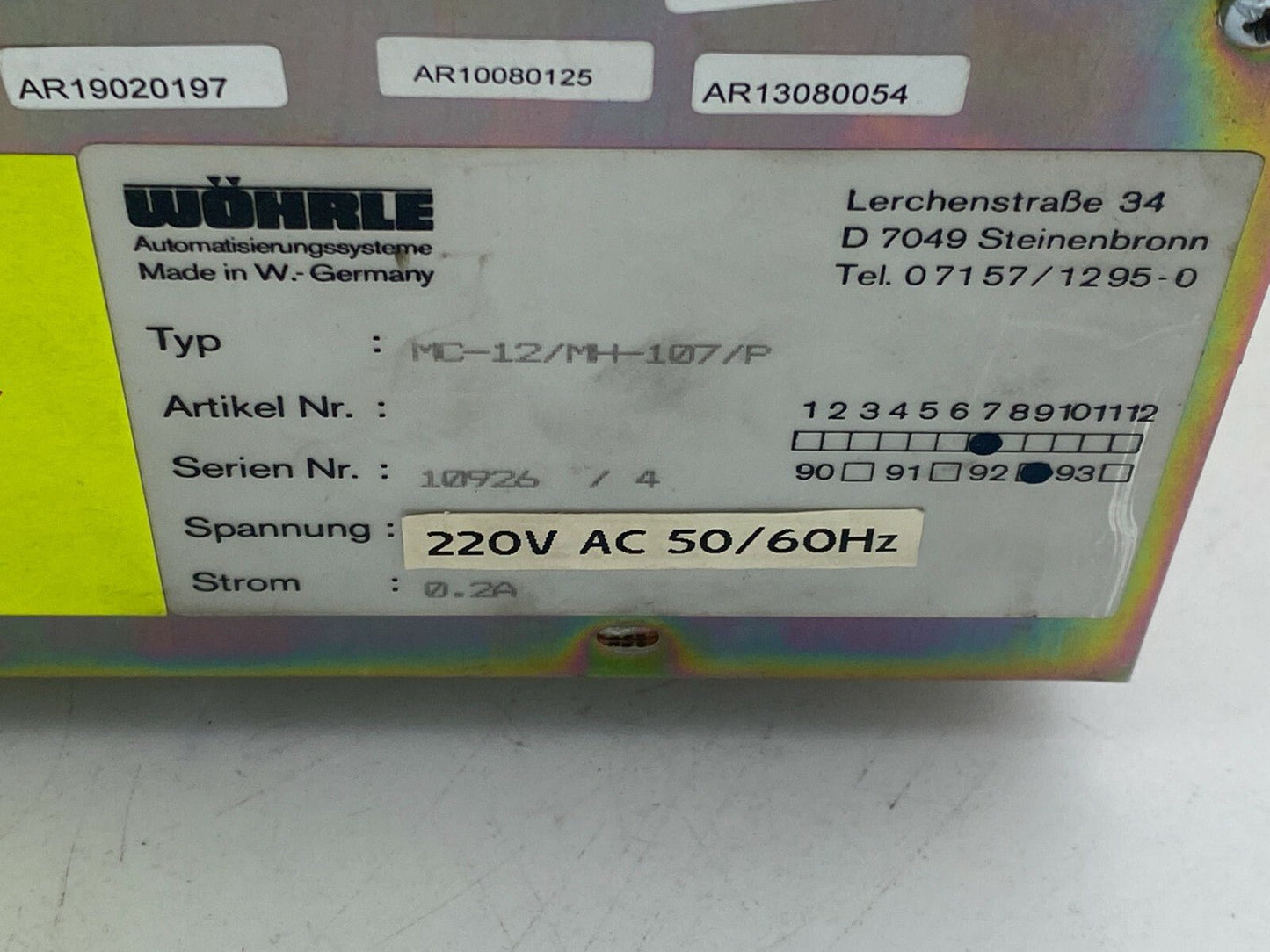 WOHRLE Moniteur MC - 12/MH - 107/P - KLR Automation