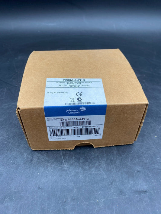 NEW JOHNSON CONTROLS P233A - 4 - PHC DIFFERENTIAL AIR PRESSURE SWITCH - KLR Automation