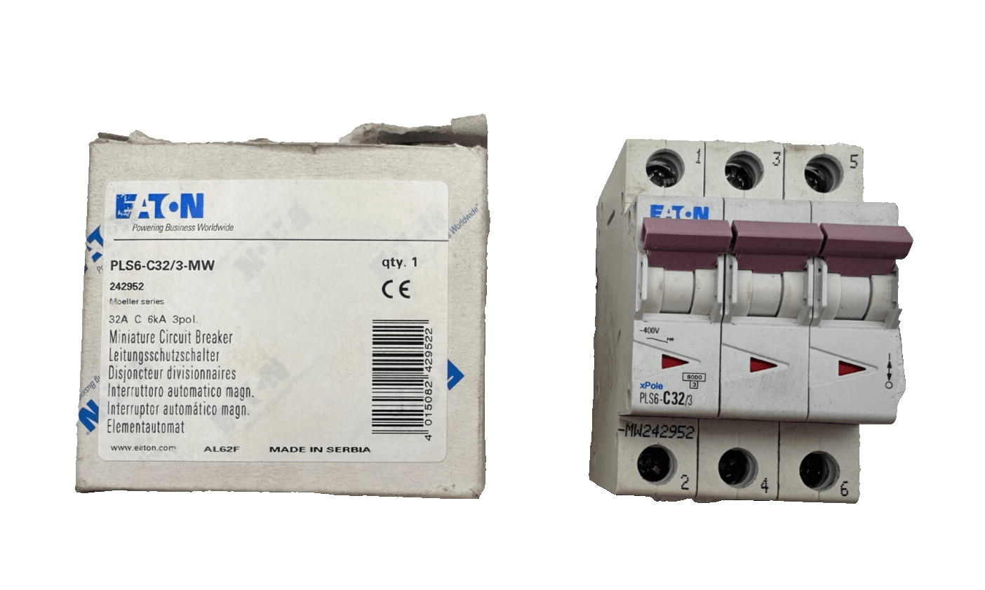 EATON PLS6 - C32/3 - MW 242952 MINIATURE CIRCUIT BREAKER - KLR Automation