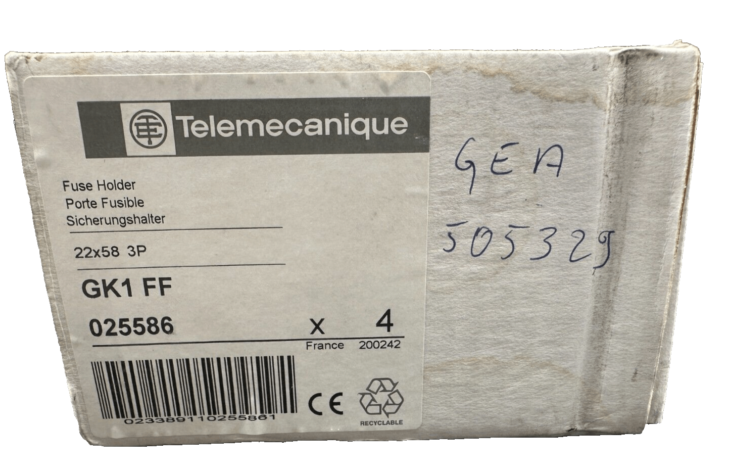 TELEMECANIQUE GK1 FF 025586 PORTE FUSIBLE x4pc - KLR Automation