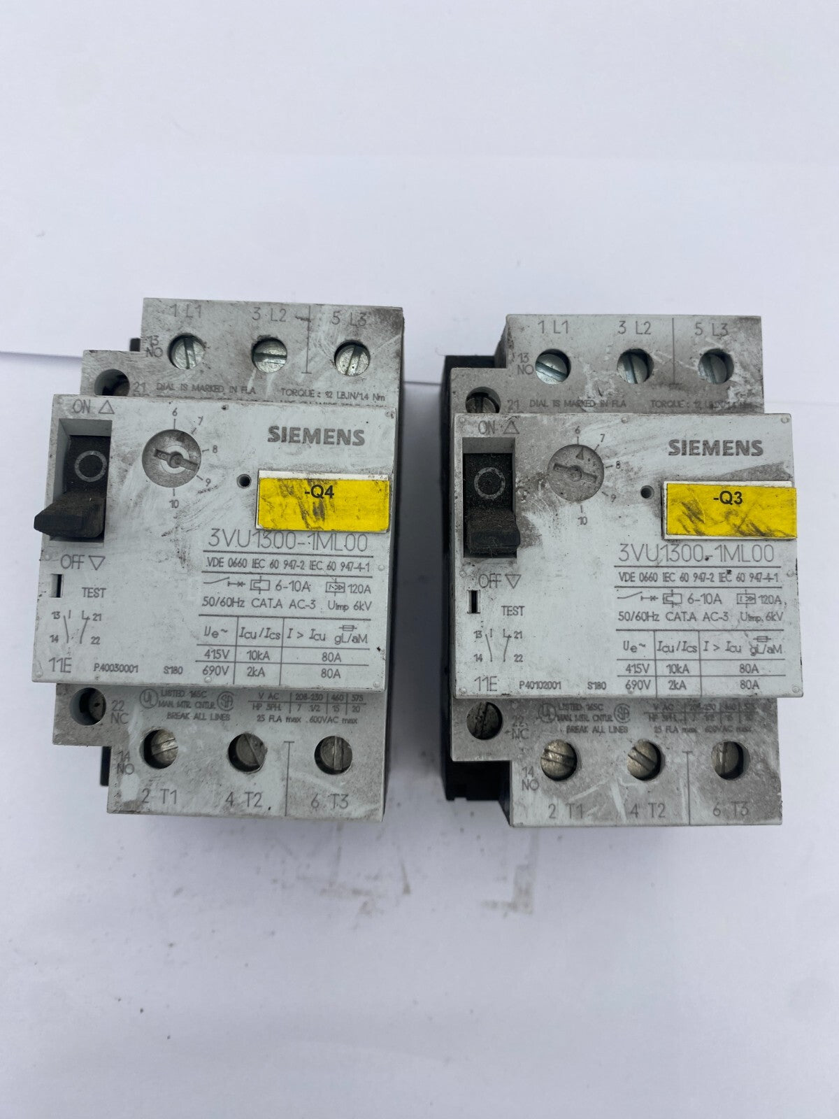 SIEMENS 3VU1300-1MD00+1MH00+1MJ00+1ML00 (x2) CIRCUIT BREAKER