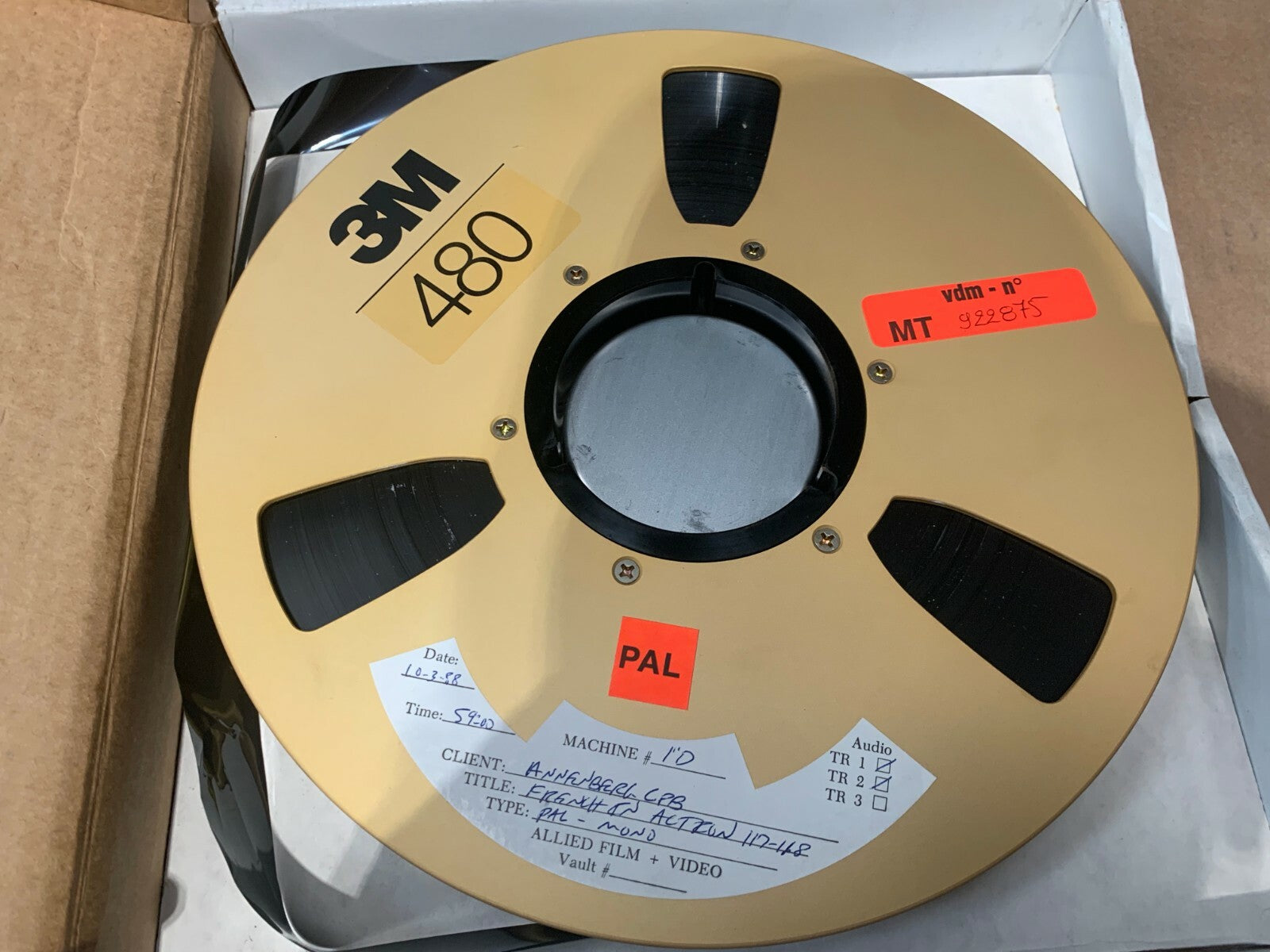 Old RARE Film French In Action 3M 480 Master Broadcast Video Tape 1" 1988