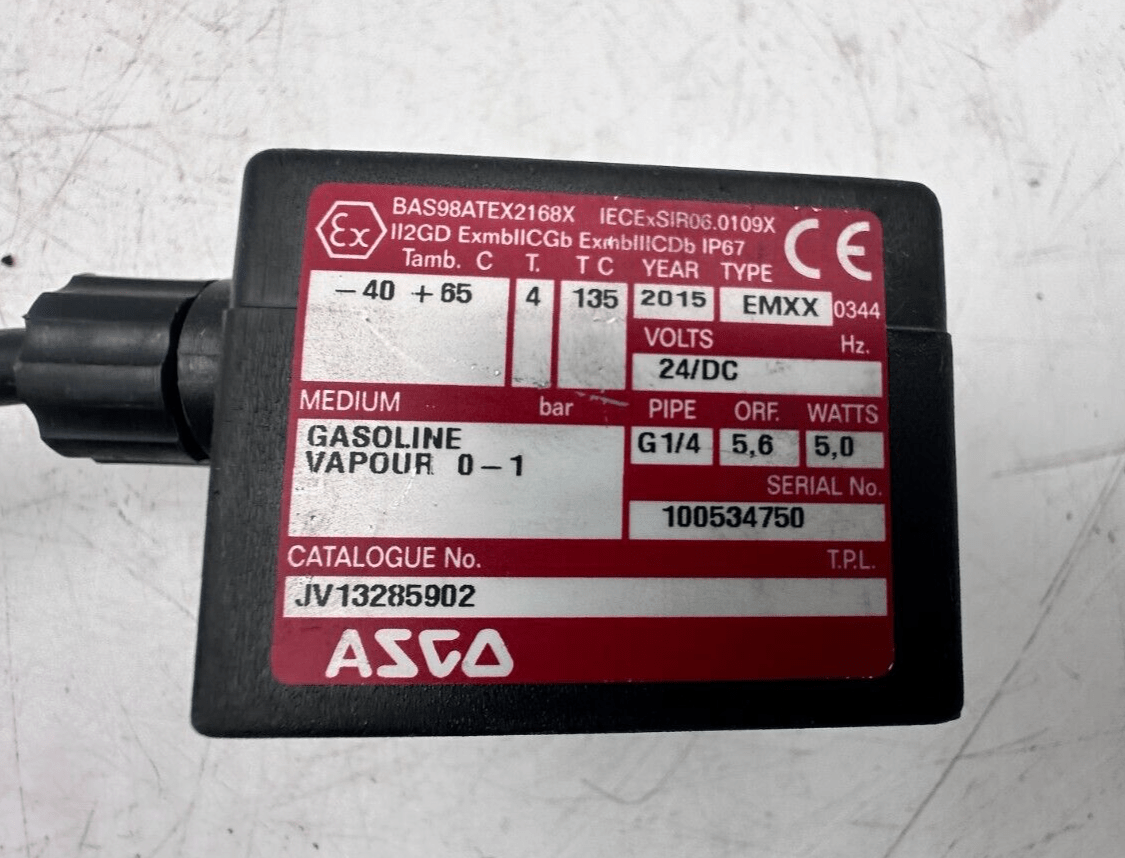ASCO JV13285902 GASOLINE VAPOUR 0 - 1 BAR G1/4 5.6 5W ELECTROVANNE - KLR Automation