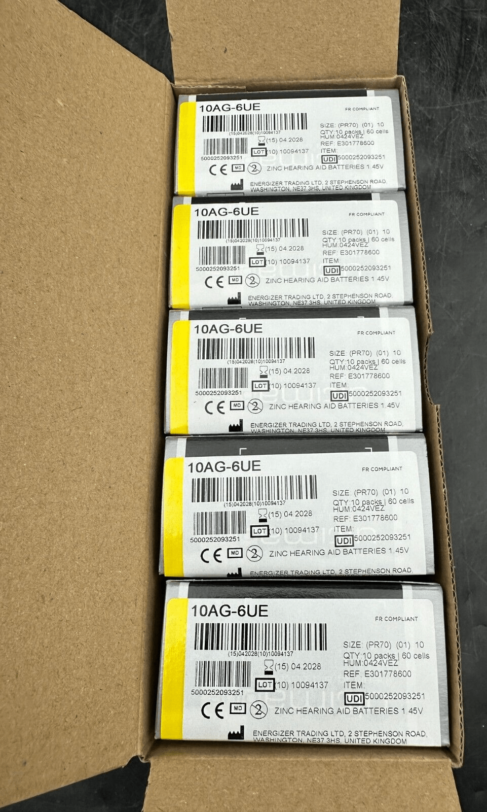 ULTIMA PLUS 10 PR70 10A 1.45V 10AG - 6UE LOT DE 600 PILES APPAREILS AUDITIFS - KLR Automation