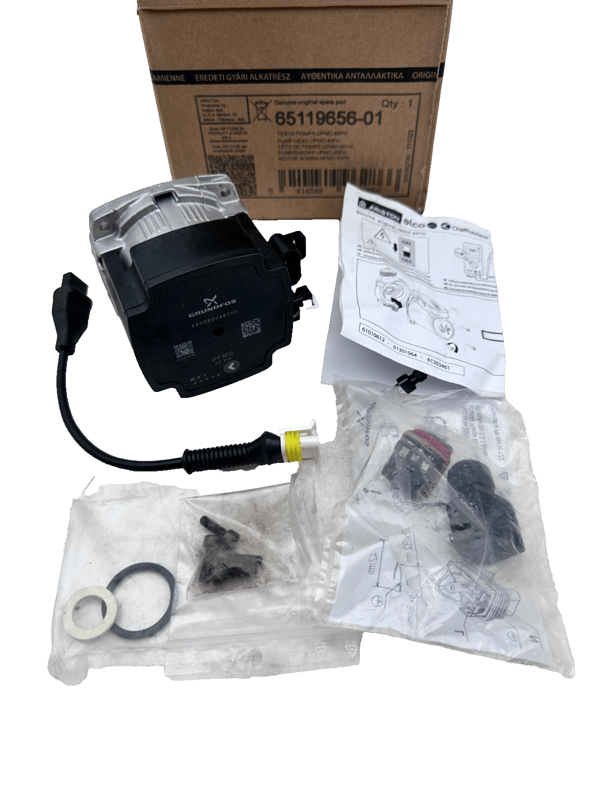 ARISTON 65119656 - 01 TETE DE POMPE GRUNDFOS UPMO 60PH 480080048700 - KLR Automation