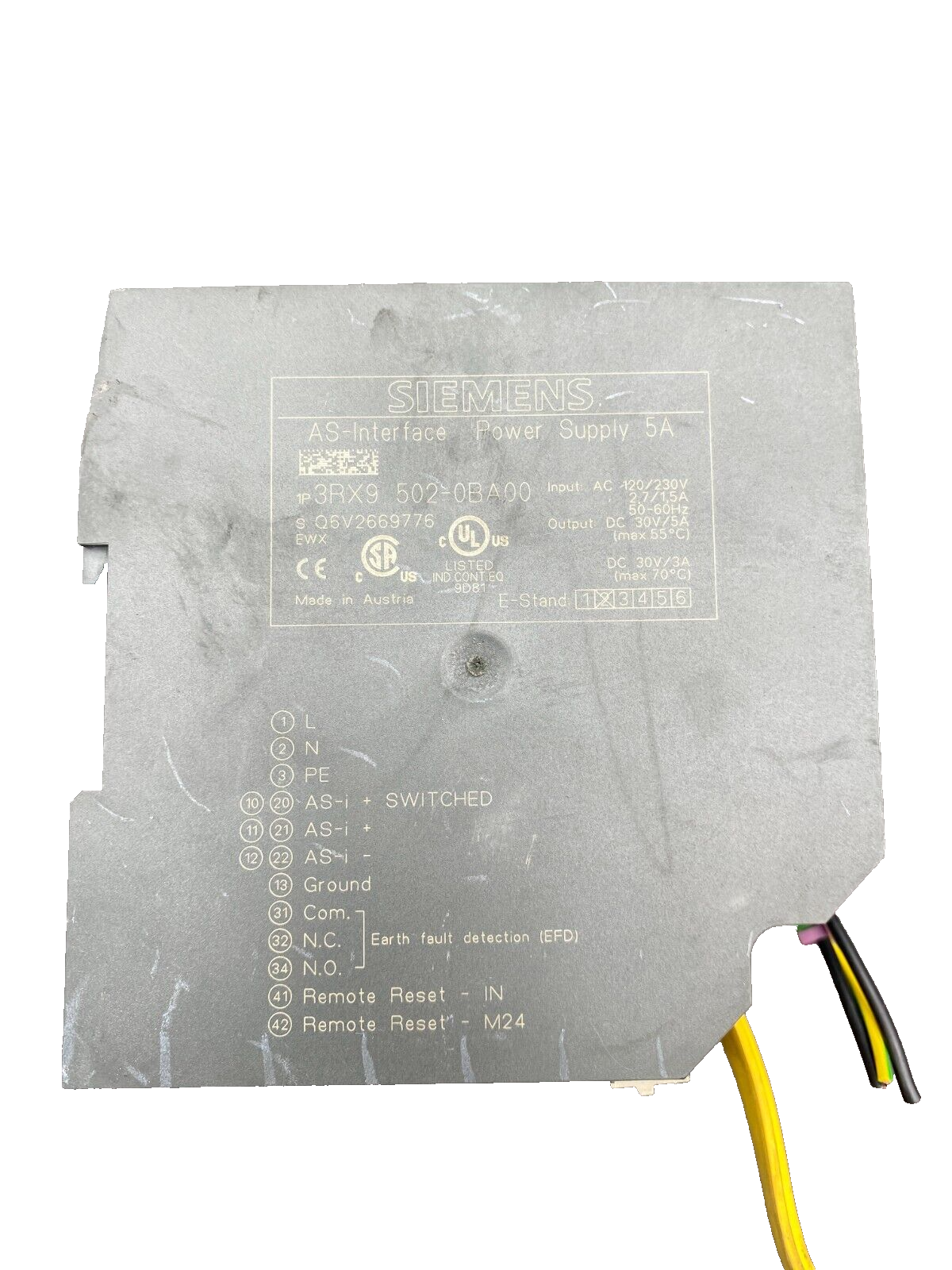 SIEMENS AS INTERFACE POWER SUPPLY 5A 3RX9502-0BA00