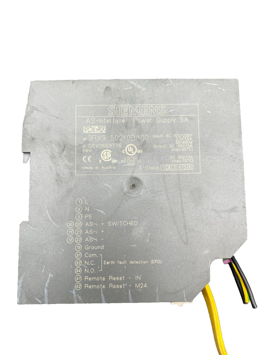 SIEMENS AS INTERFACE POWER SUPPLY 5A 3RX9502-0BA00