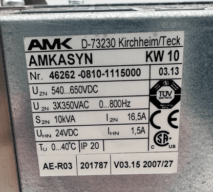 AMK AMKASYN KW 10 10kW AVEC KW - R03 VERSION 03.13 SERVODRIVE - KLR Automation