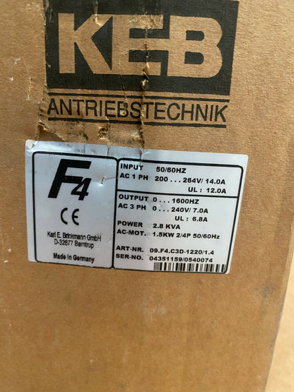 KEB Combivert Drive  F4  09.F4.C3D-1220/1.4   2.8Kva F4-S F4-C   OLD STOCK NEW