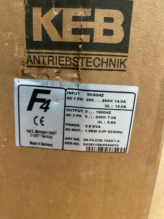 KEB Combivert Drive  F4  09.F4.C3D-1220/1.4   2.8Kva F4-S F4-C   OLD STOCK NEW