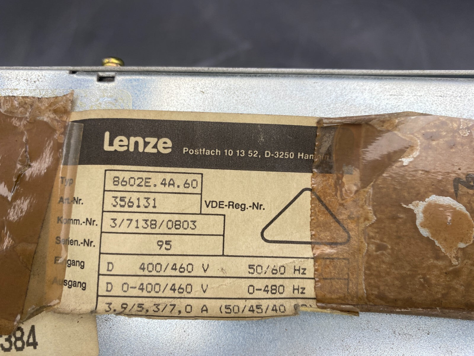 LENZE 8600 33.8602E.4A.60 400/460 V FREQUENCY INVERTER