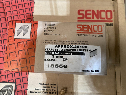 SENCO G01BAA 18556 AGRAFES 3mm GALVA CP BOITE DE 20100pcs x1pc - KLR Automation