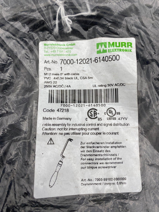 LOT DE 2 MURR ELEKTRONIK 7000-12021-6140500 M12 MALE 0° WITH CABLE