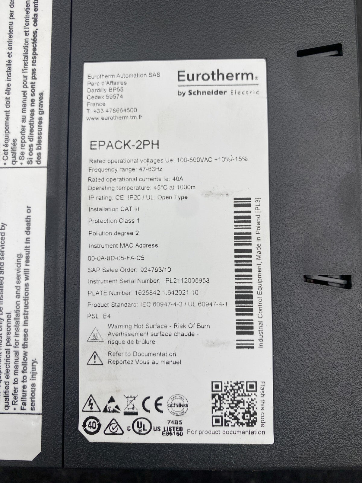 SCHNEIDER ELECTRIC EUROTHERM EPACK - 2PH 100 - 500VAC 47 - 63Hz NEW IN BOX - KLR Automation