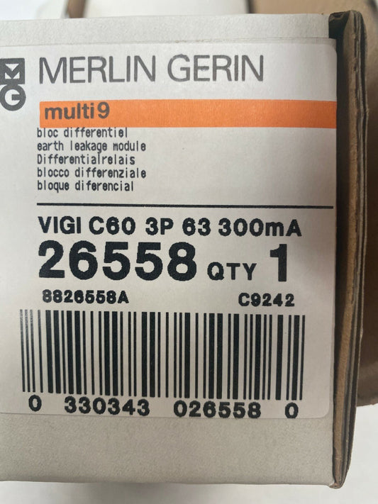 1pc x Merlin Gerin Schneider multi 9 vigi c60 26558 3p 63 300mA - KLR Automation