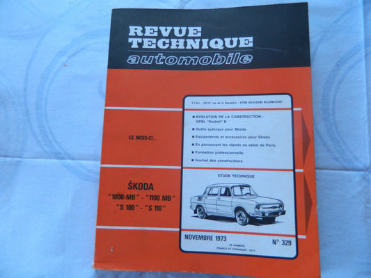 RTA revue technique automobile etat comme neuf SKODA 1000 1100 MB S100 110