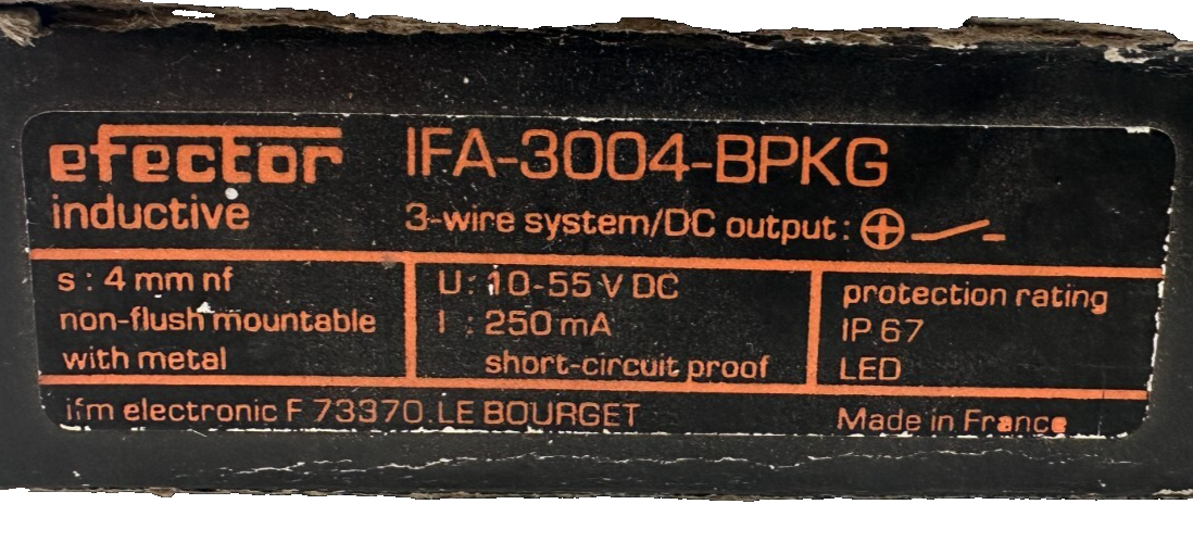 IFM ELECTRONIC EFECTOR IFA-3004-BPKG CAPTEUR DE PROXIMITE 10-55VDC 250mA x1pc