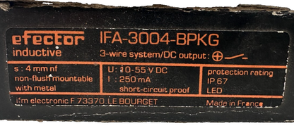 IFM ELECTRONIC EFECTOR IFA-3004-BPKG CAPTEUR DE PROXIMITE 10-55VDC 250mA x1pc