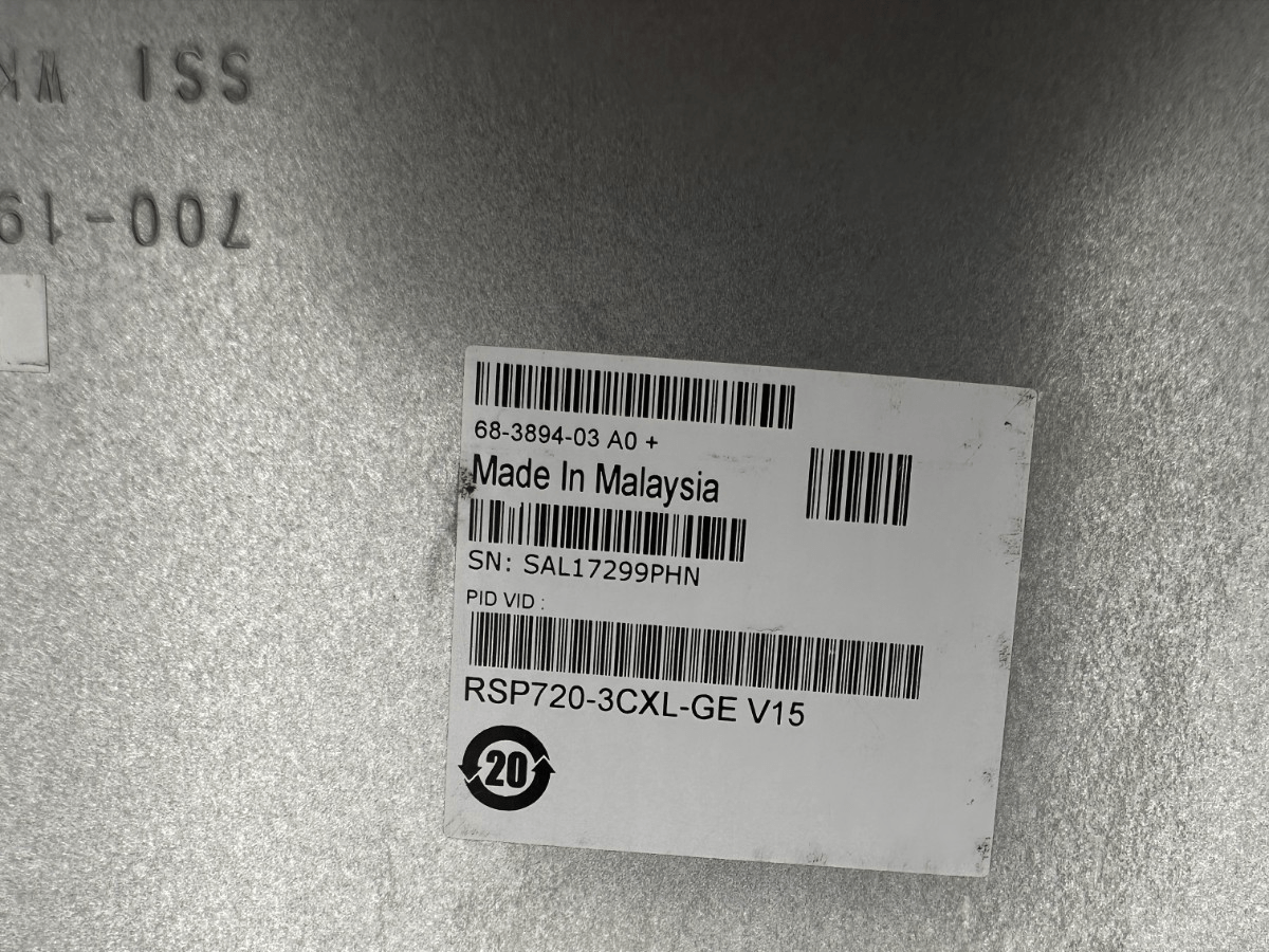 CISCO RSP720 - 3CXL - GE V15 RSP720 WITH INTEGRATED SWITCH FABRIC/3CXL - GE - KLR Automation