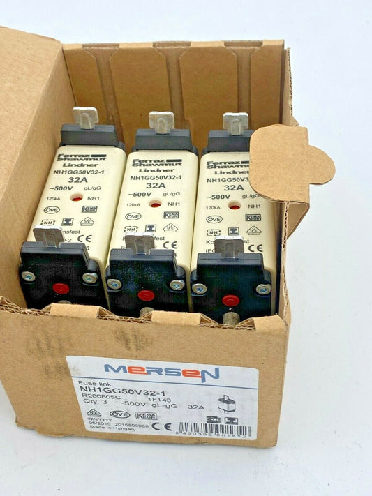 6pc x Mersen NH - Sicherungseinsatz SG Gr.1 gG 32A/500V KM NH1GG50V32 - 1 - KLR Automation