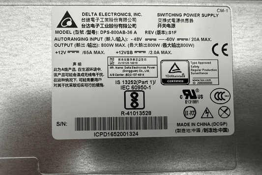 DELTA ELECTRONICS DPS - 800AB - 36 A REV S1F 800W SWITCHING POWER SUPPLY - KLR Automation