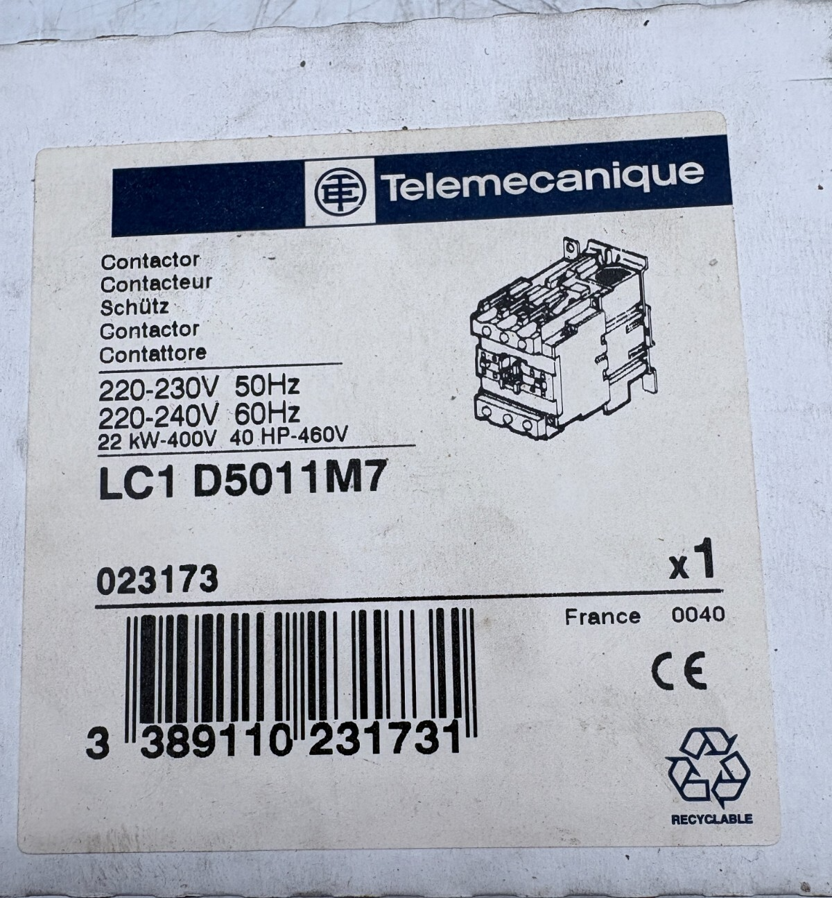 TELEMECANIQUE CONTACTEUR LC1 D5011M7 x1