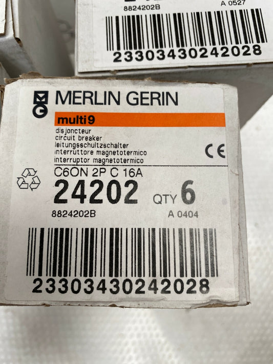 6 pc x Merlin Gerin Schneider multi 9 24202 C60N 2P C 16A 