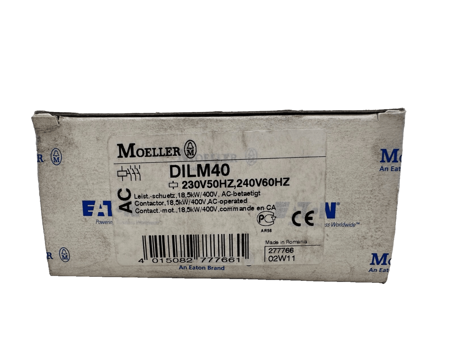 EATON MOELLER DILM40 230V50HZ240V60HZ CONTACTEUR 18.5 kW/400V COMMANDE CA x1pc - KLR Automation