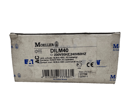 EATON MOELLER DILM40 230V50HZ240V60HZ CONTACTEUR 18.5 kW/400V COMMANDE CA x1pc - KLR Automation