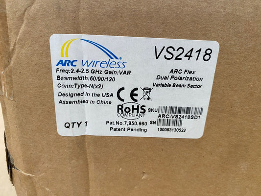 ARC Wireless ARC - VS2418SD1 ARCFlex18 - 16dBi 2.4GHz DP VariableSector VS2418 - KLR Automation
