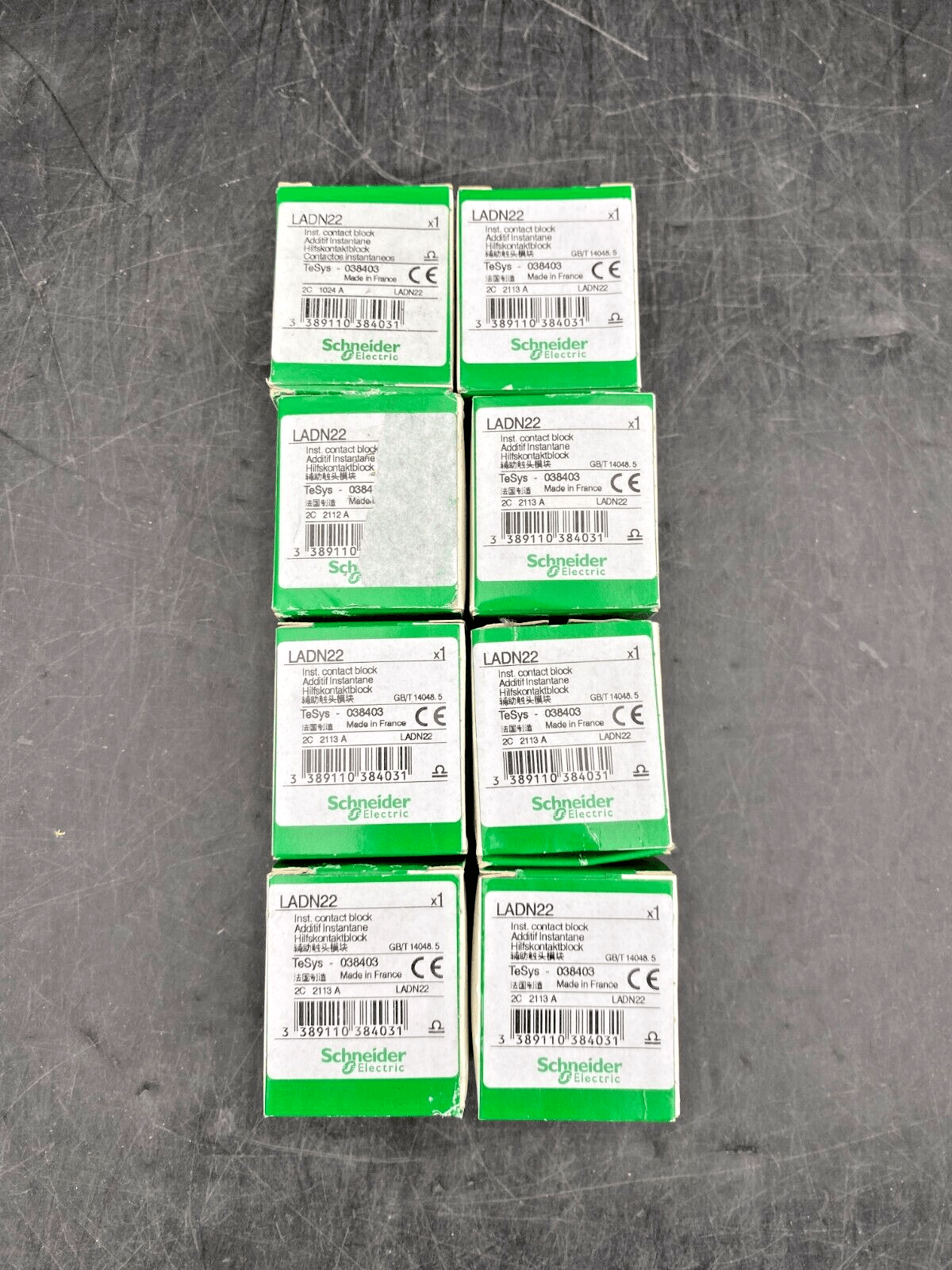 LOT OF 8 NEW SCHNEIDER ELECTRIC LADN22 TESYS 038403 INSTANT CONTACT BLOCK - KLR Automation