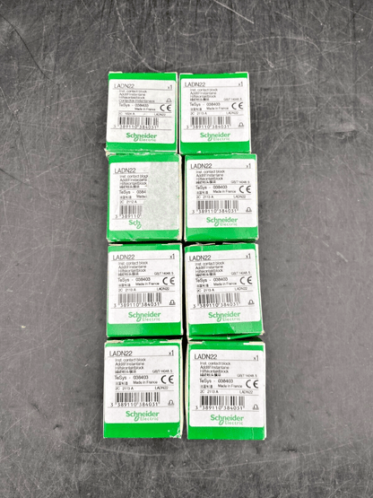 LOT OF 8 NEW SCHNEIDER ELECTRIC LADN22 TESYS 038403 INSTANT CONTACT BLOCK - KLR Automation