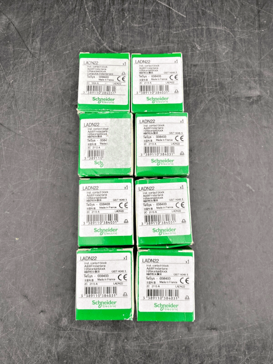 LOT OF 8 NEW SCHNEIDER ELECTRIC LADN22 TESYS 038403 INSTANT CONTACT BLOCK - KLR Automation