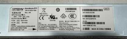ARTESYN 700 - 013838 - 1000 A9K - 750W - DC V03 341 - 0435 - 02 B0 750W POWER SUPPLY - KLR Automation