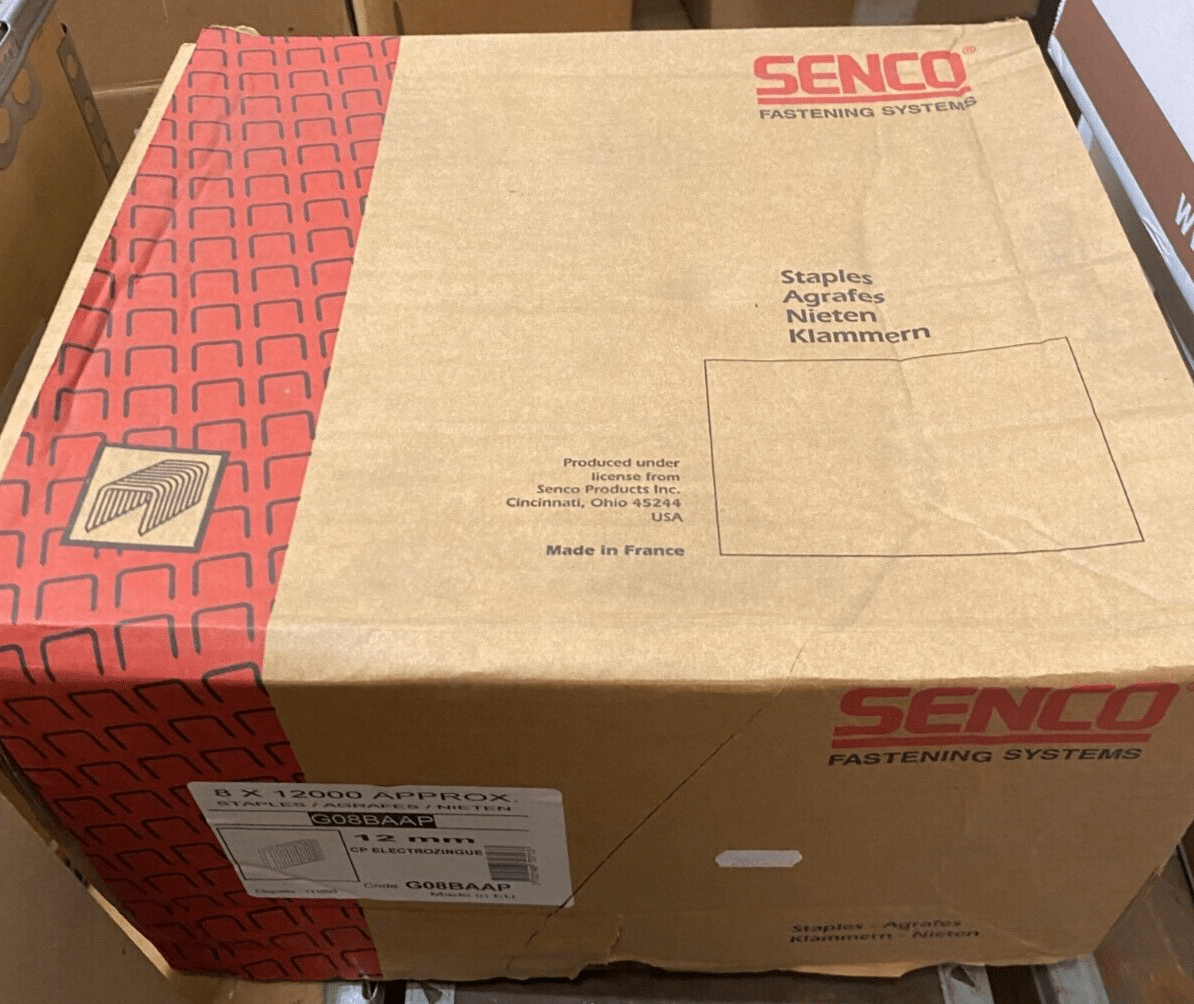 SENCO G08BAAP AGRAFES 12mm CP ELECTROZINGUE BOITE DE 12000pcs CARTON DE 96000pcs - KLR Automation