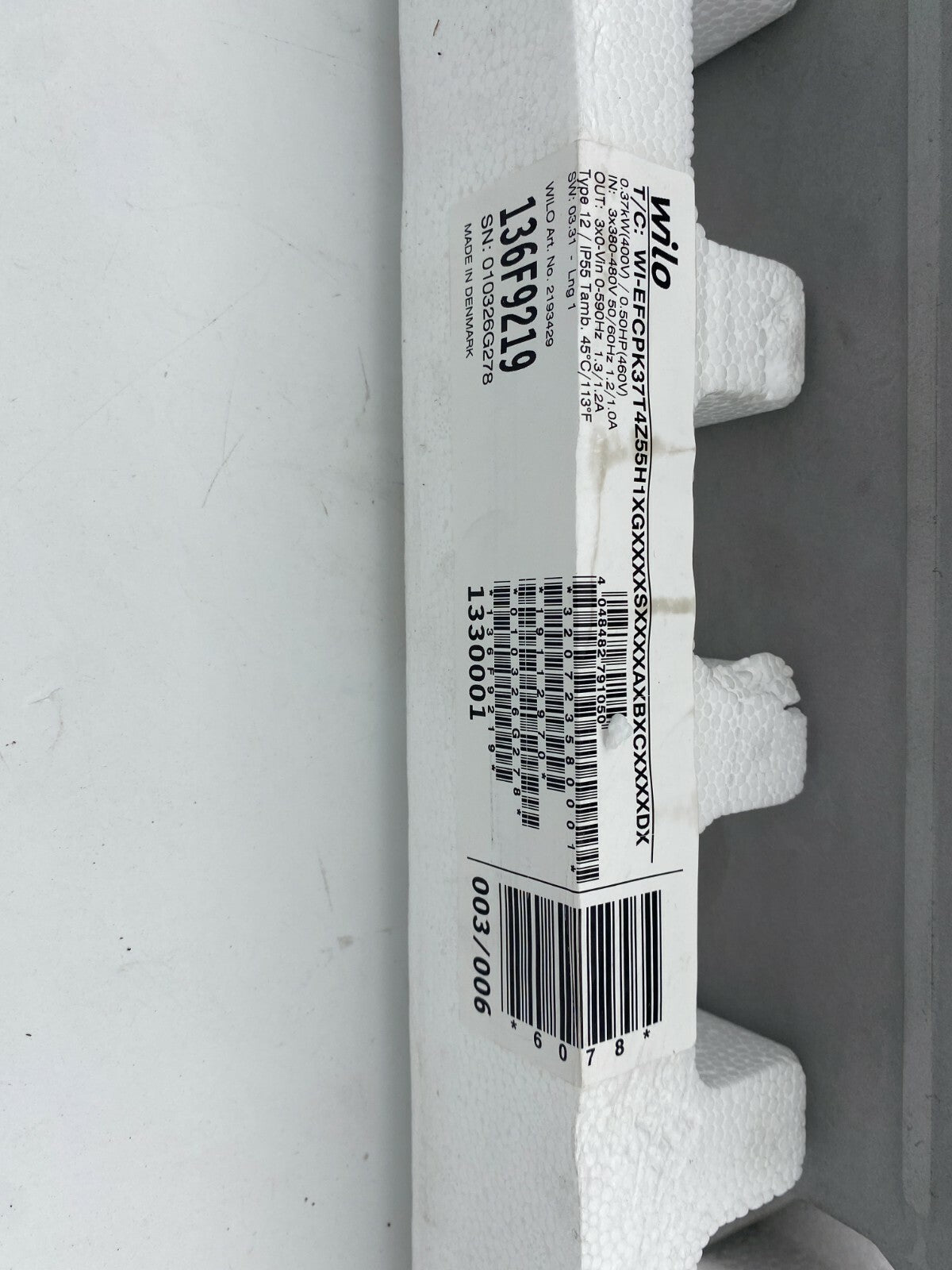 WILO EFC0.37 3x380 - 480V 50/60Hz IP55 2193429 136F9219 - KLR Automation
