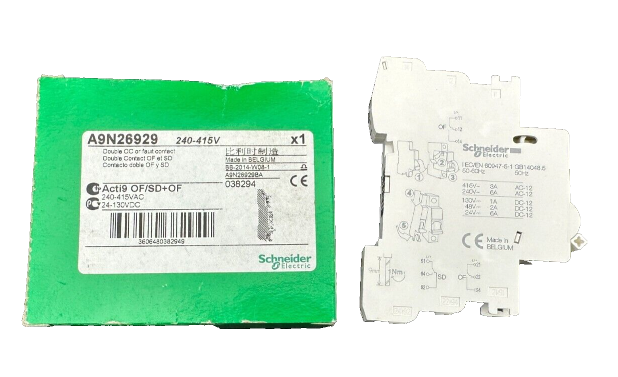 SCHNEIDER ELECTRIC A9N26929 240-415V DOUBLE CONTACT OF ET SD